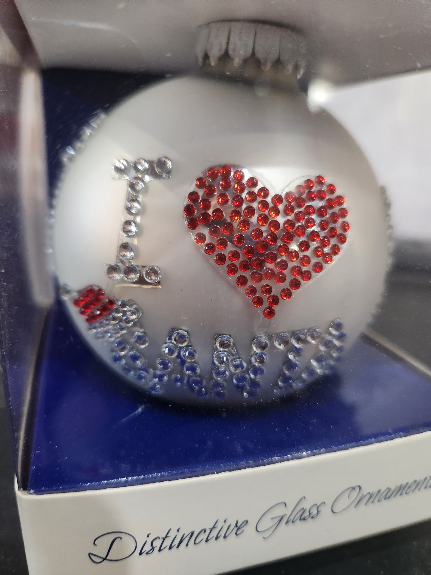 I love Santa Bling by Krebs glass Chrristmas ornament