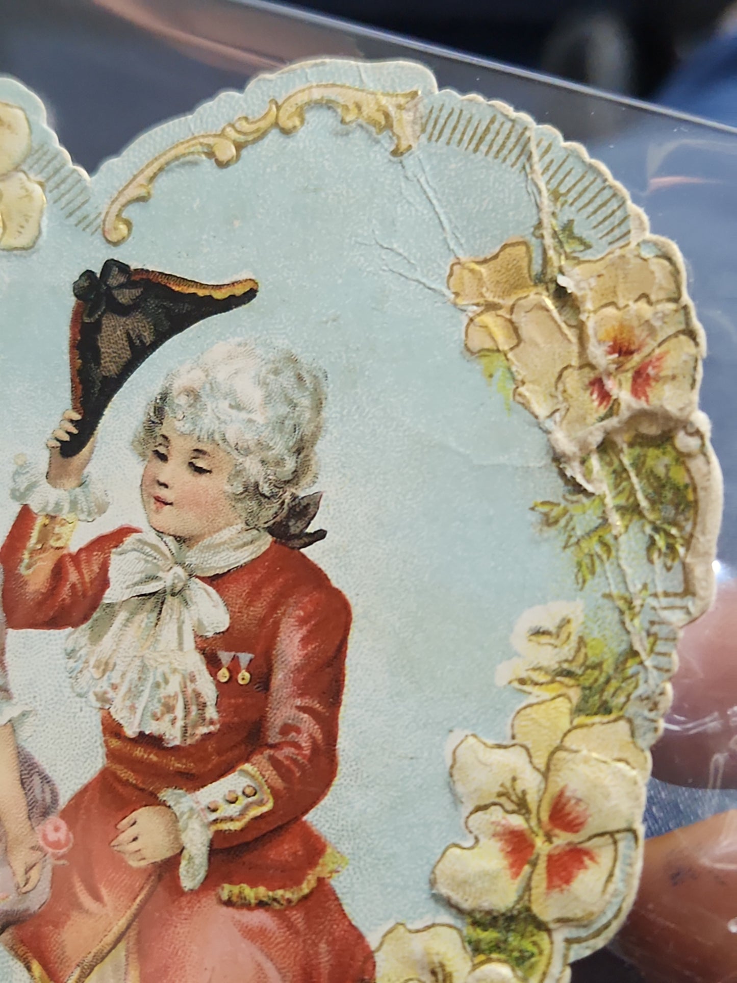 Antique Die Cut Valentine Card 1902 Heart Shape Victorian Couple To My Sweetheart