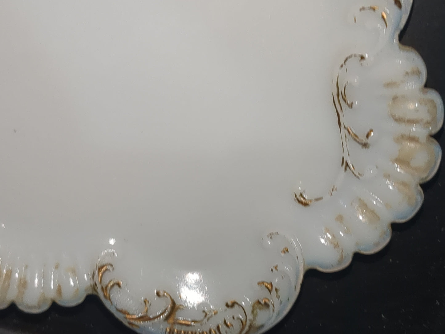 Antique Vanity Milk Glass Tray gold gl887