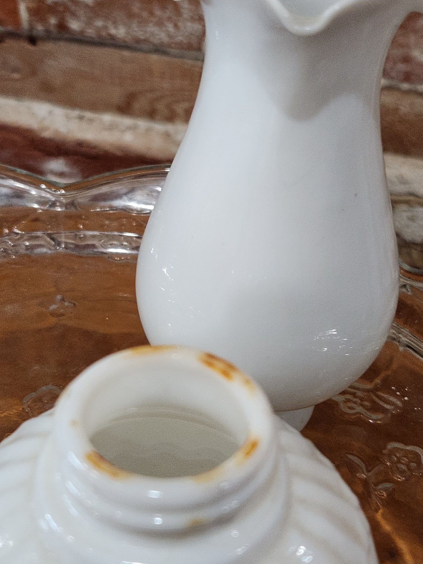 Vintage Enesco Hong Kong Miniature Milk Glass Oil Lamp lamp6
