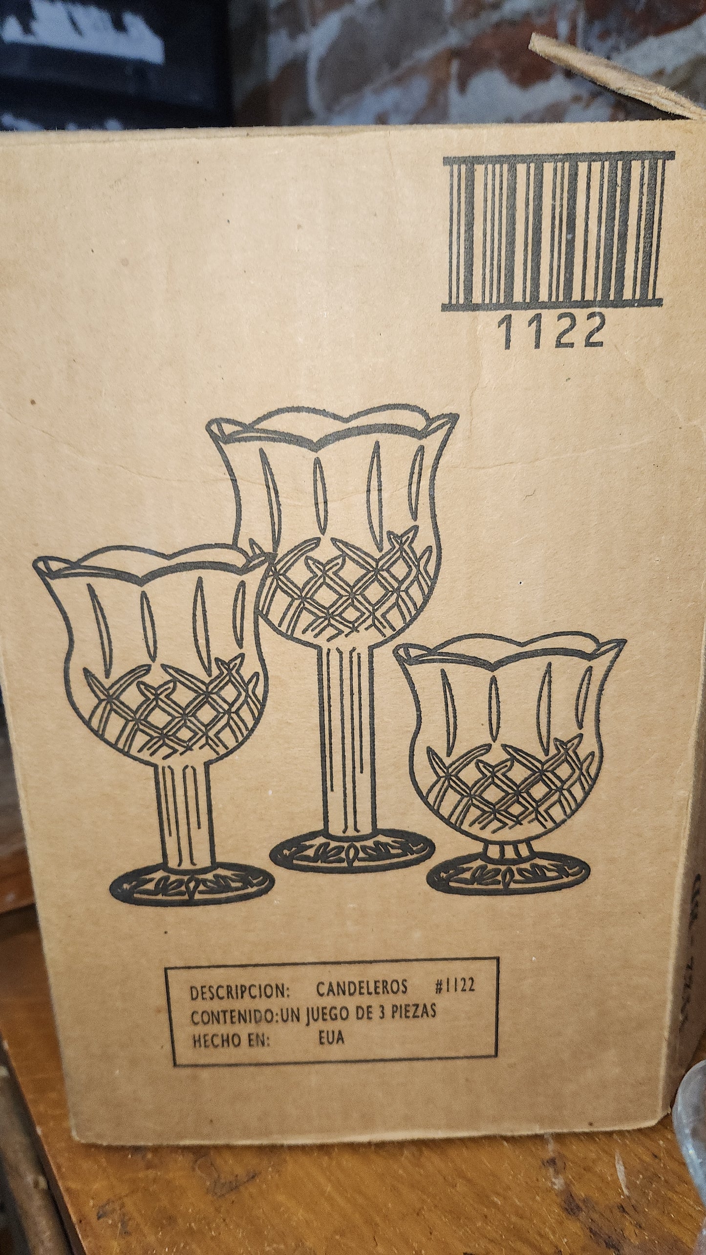 Vintage Home Interior Gifts set of 3 cut glass candleholders hi5