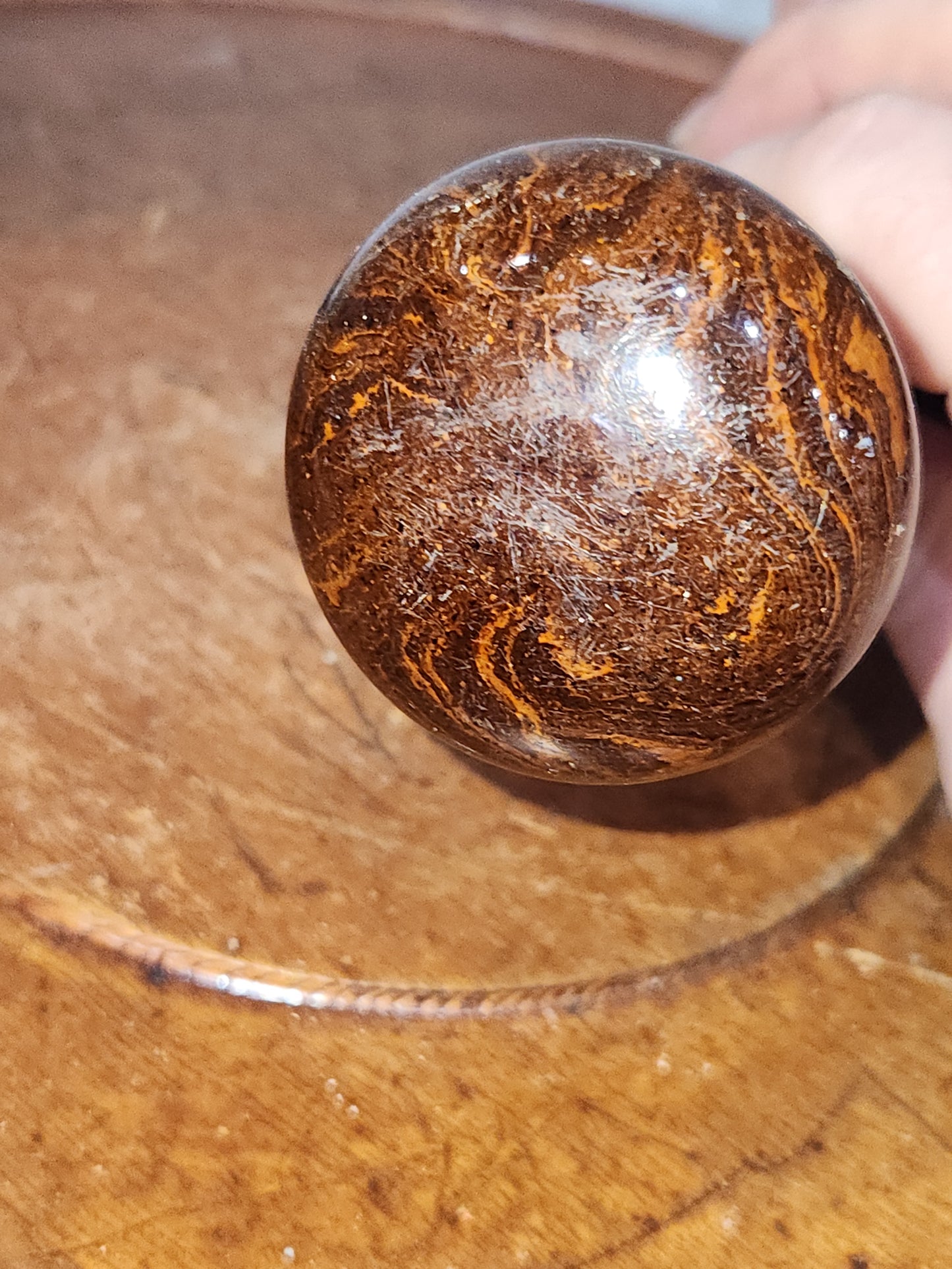Antique Porcelain Brown Marble or Swirl Door Knobs attached to a stem kn17