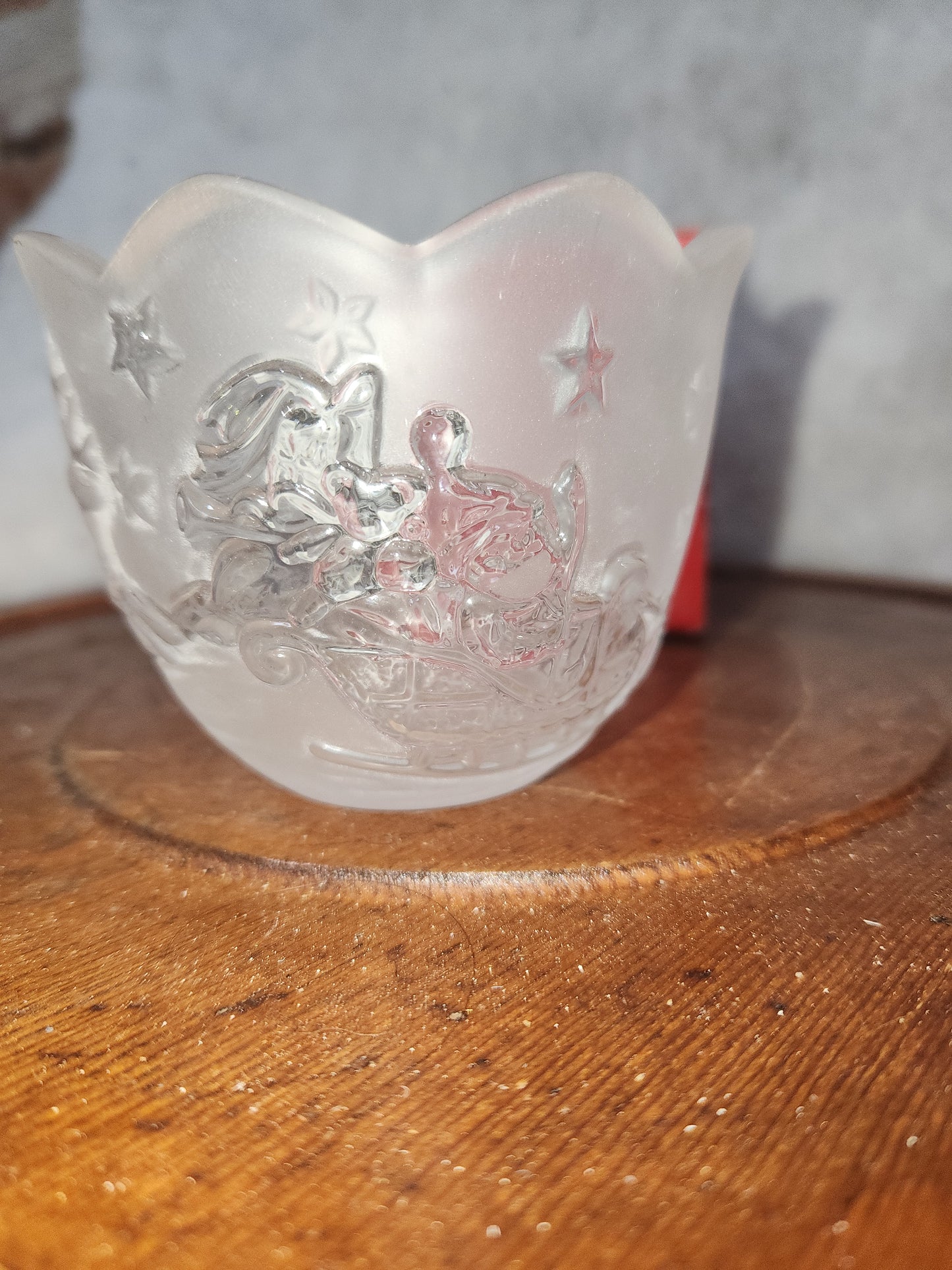 chr220 Mikasa Holiday Classics frosted glass "Silent Night" candle holder
