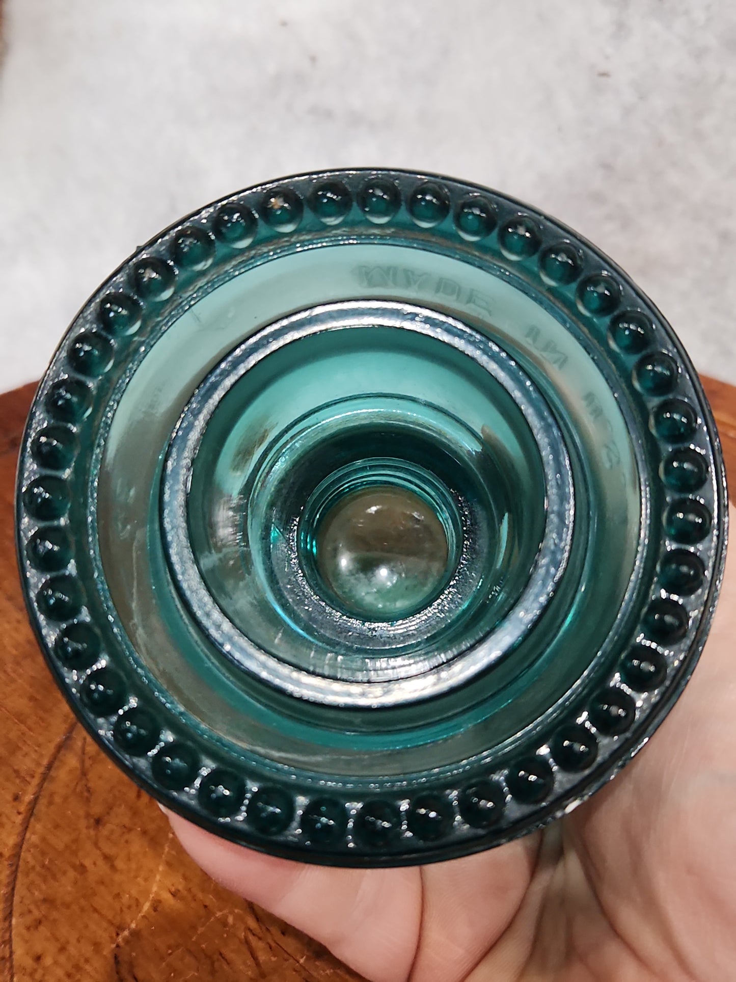 H6-42 vintage Hemingray number 42 teal green insulator