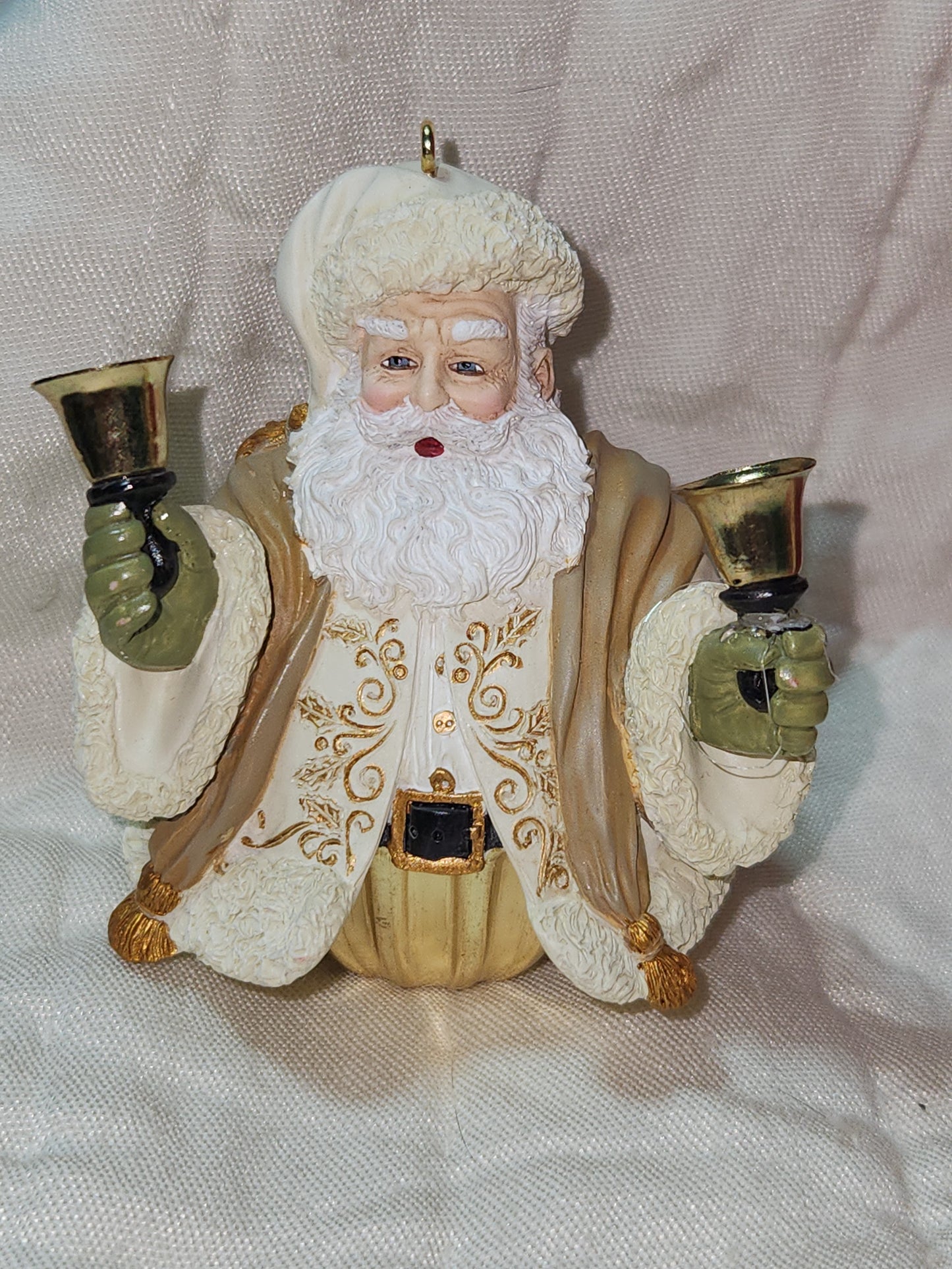 Hallmark Keepsake Ornament 2004 Jolly Old Kris Jingle Cream Gold Bell Ornament
