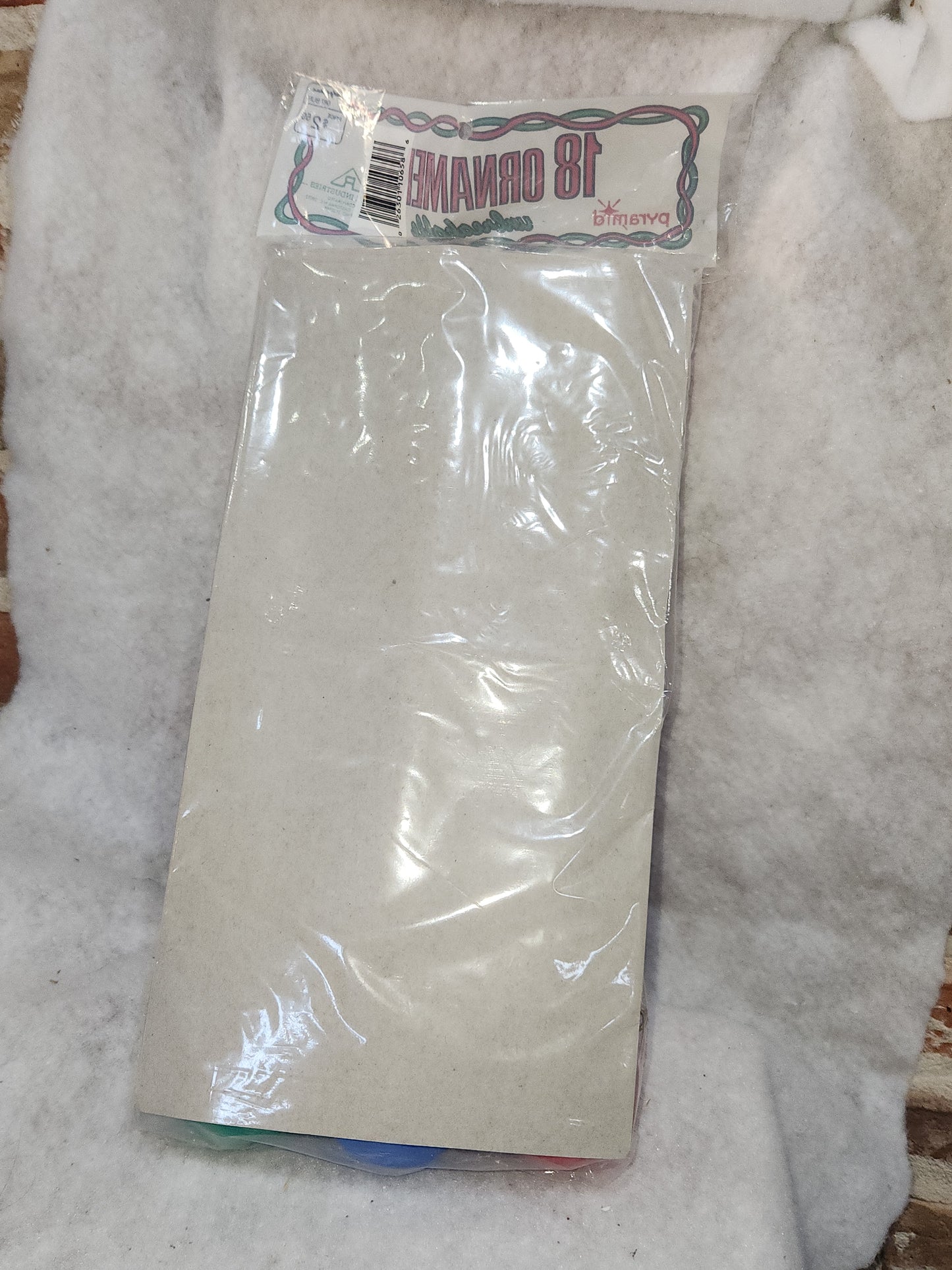Vintage Pyramid set of 18 Satin unbreakable ornaments 2" unopened NOS bgo8