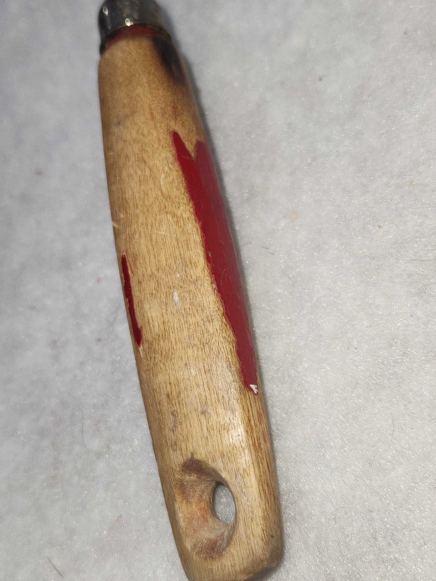 Vintage Kitchen Tool Utensil Twisted Coiled Whisk Stainless Steel worn red wooden handle ki88