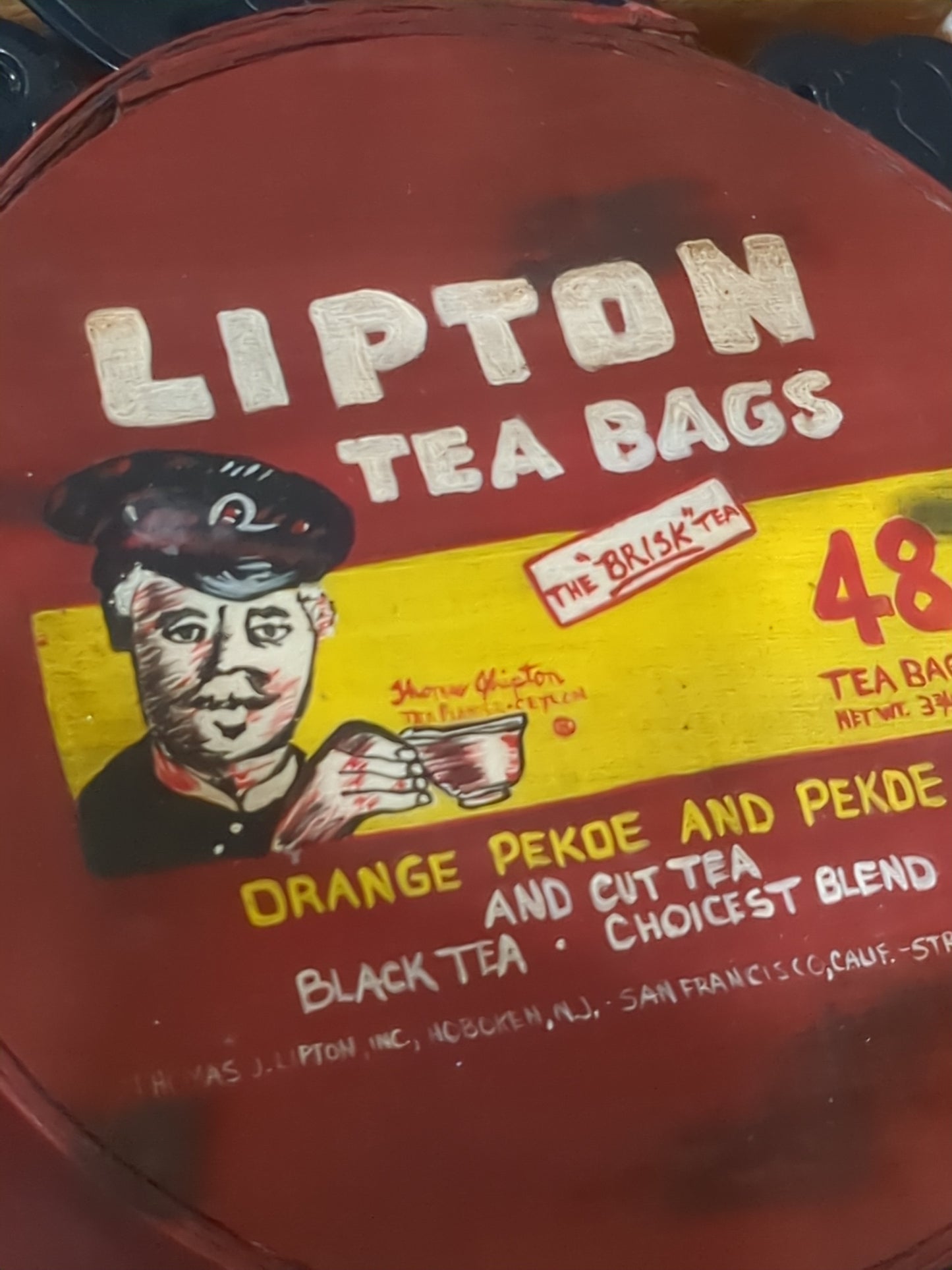 Lipton wooden tea box cheese box hand painted  tin975
