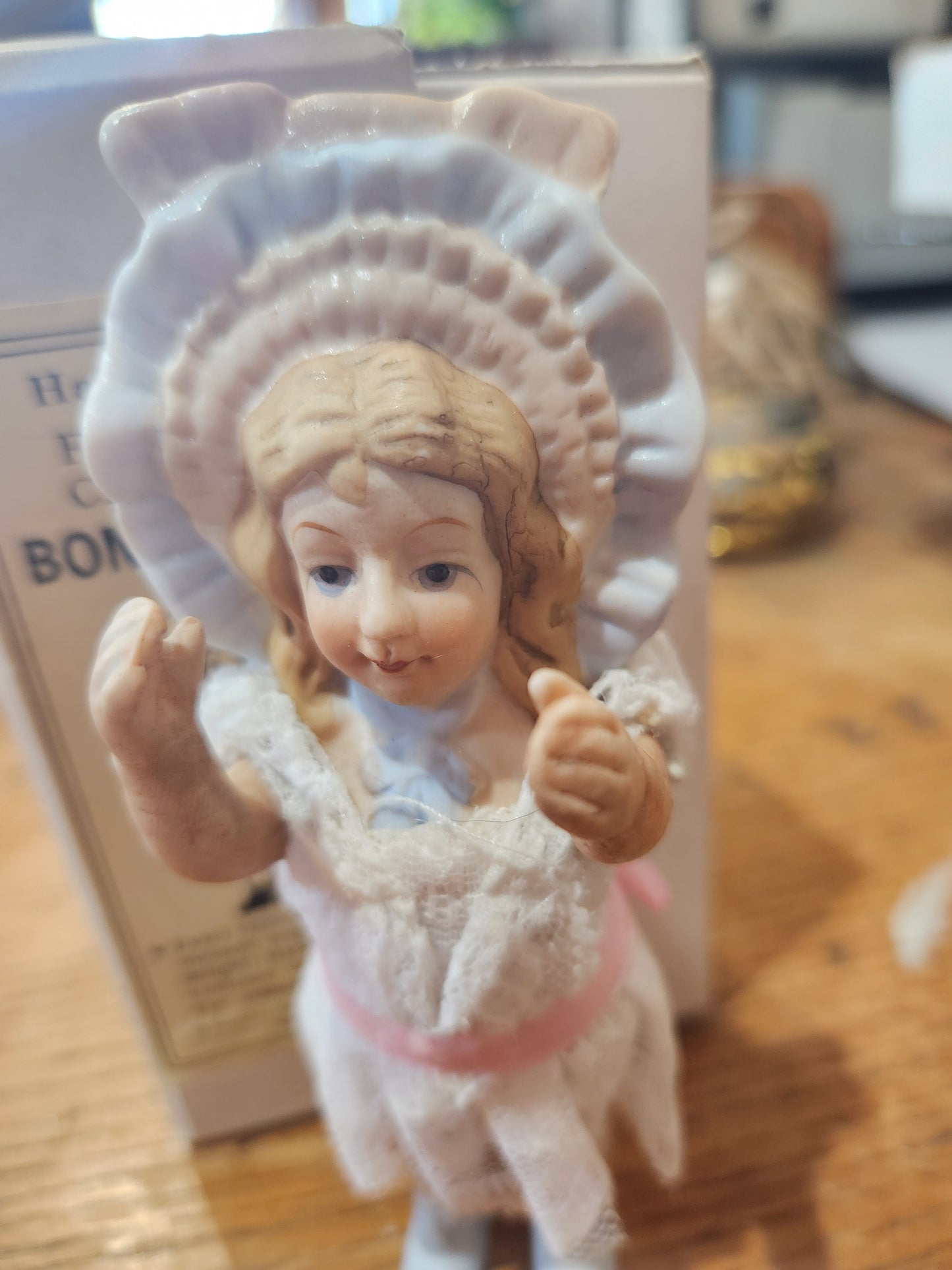 Vintage Shackman French Bisque Bonnet Doll in original box Charlotte doll87