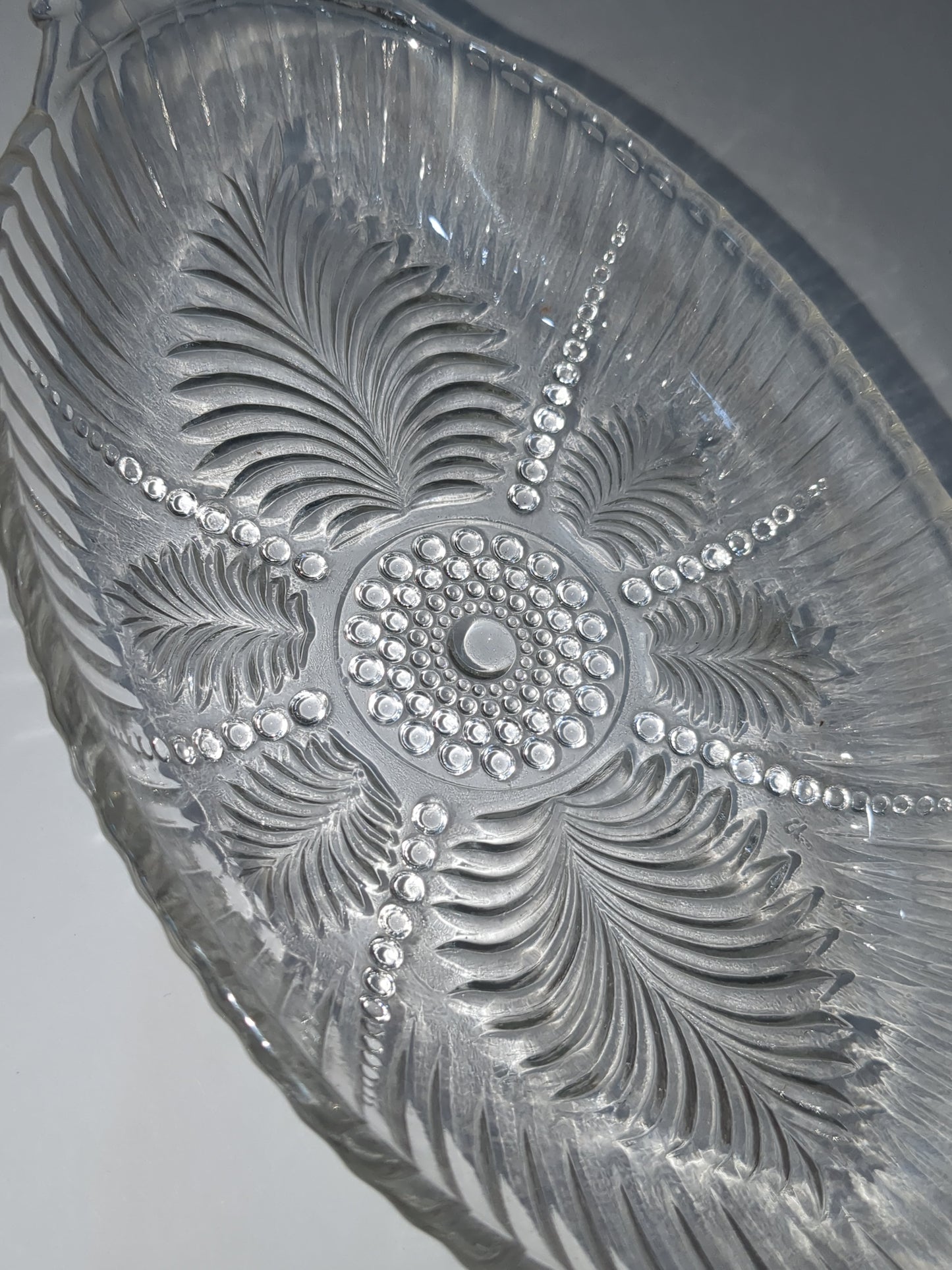 Vintage Anchor Hocking Feather and Pearl Relish Dish Depression Glass