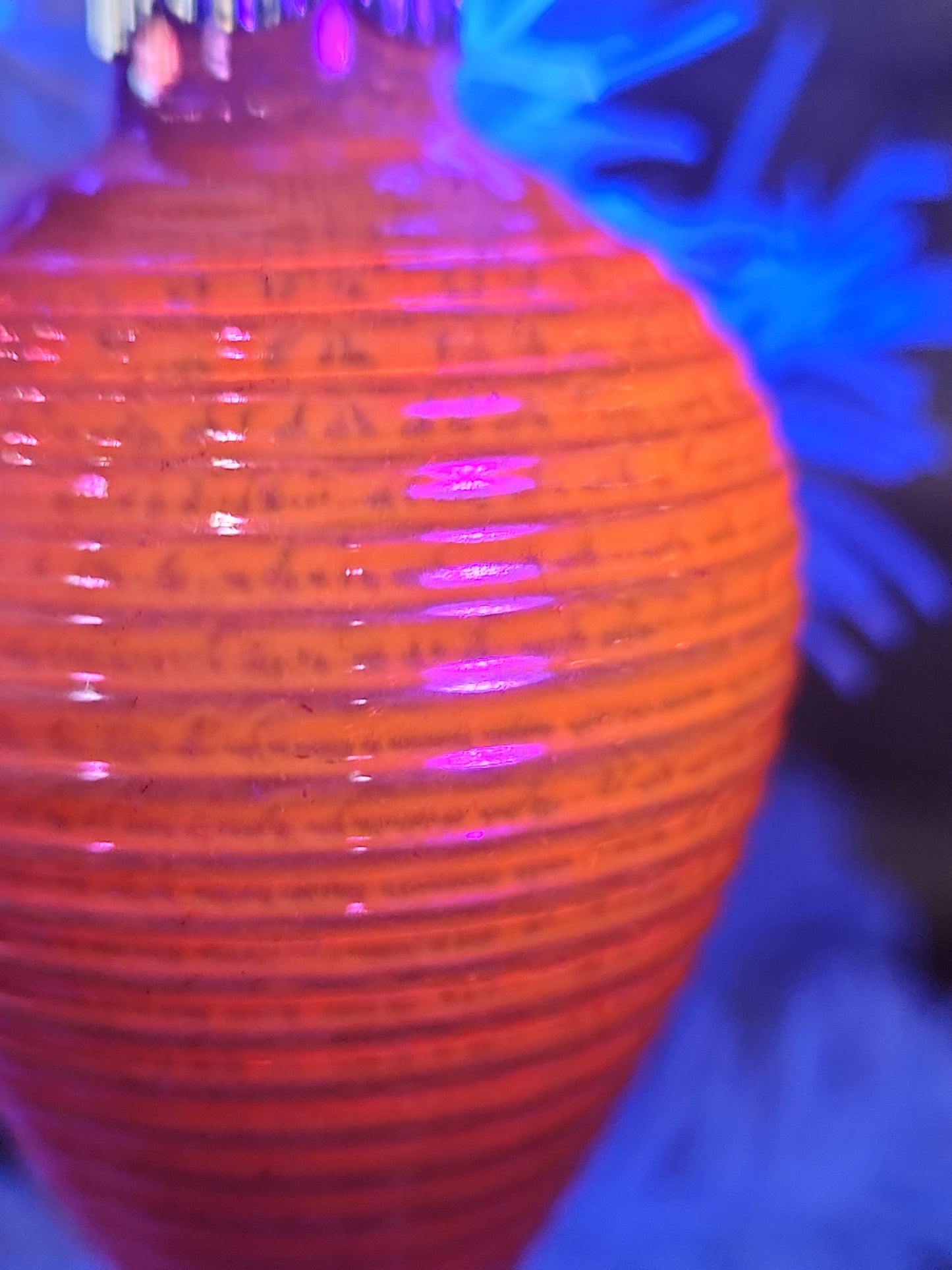 Vintage Shiny Brite Glass Chinese Lantern Ornament Hot Pink Christmas Ornament GLOWS o2