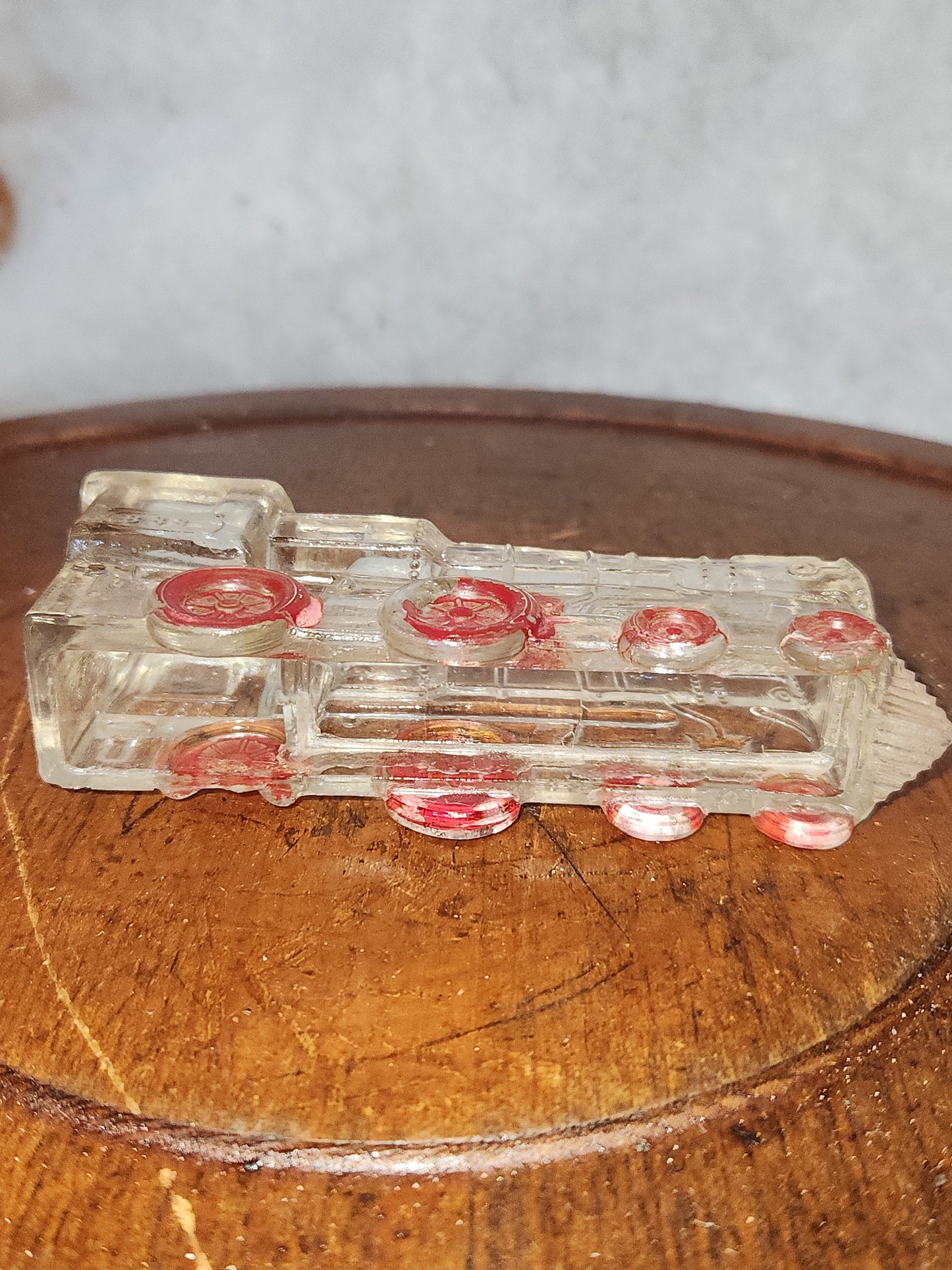 Vintage Antique Glass Locomotive Engine Candy Container Train Red Wheels V.G. & Co candy5