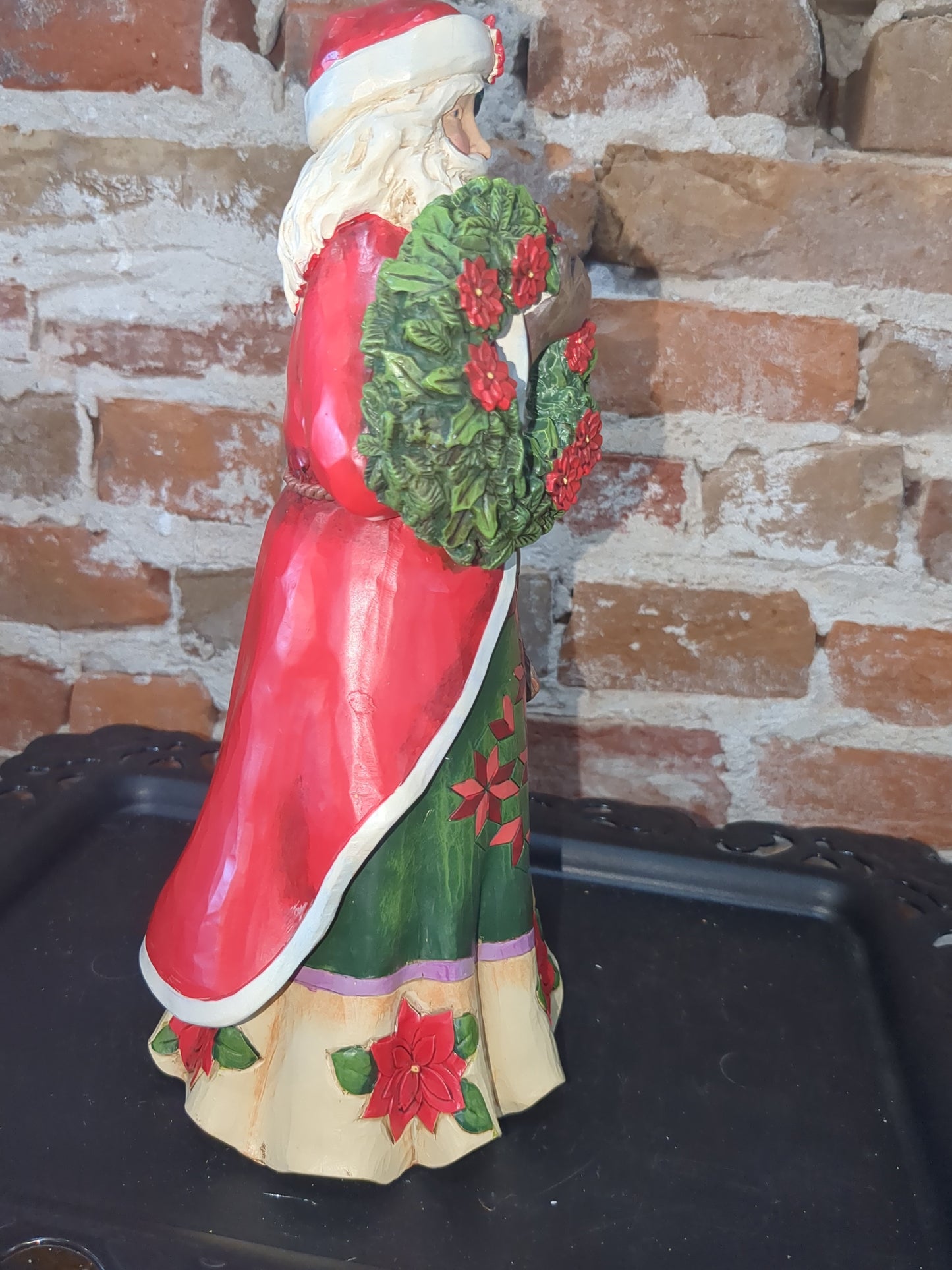 Jim Shore Heartwood Creek Flowering Festivity Santa, Poinsettia, Wreath S4046762r
