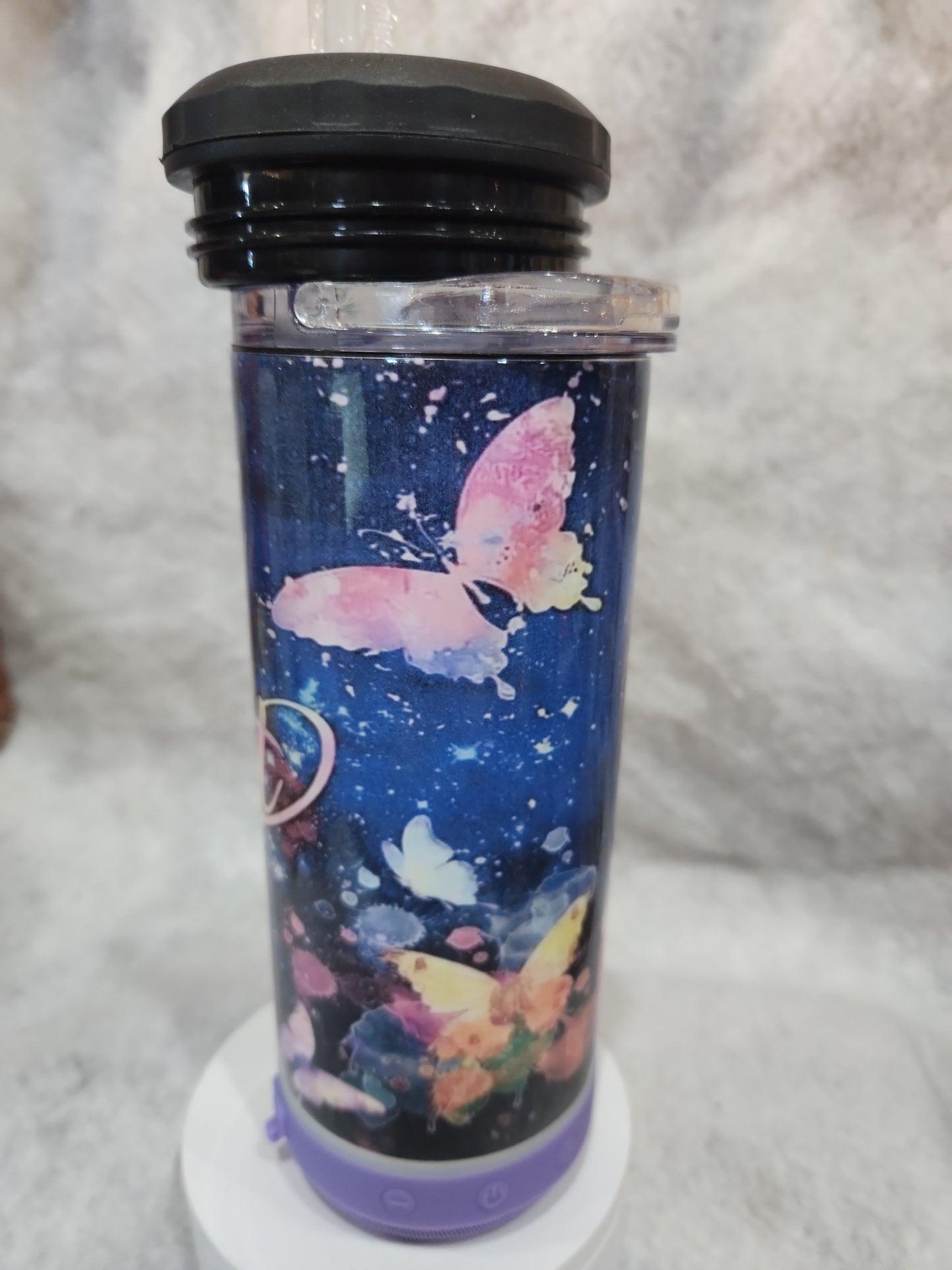 17 oz Steel Insulated Can Cooler, Tumbler & Speaker I can do all things through God sp1