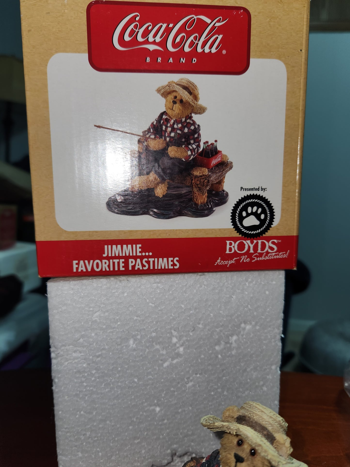 Boyds Bear Coca-Cola Coke figurine exclusive to Cracker Barrel Jimmie...favorite pastimes. Cc231b