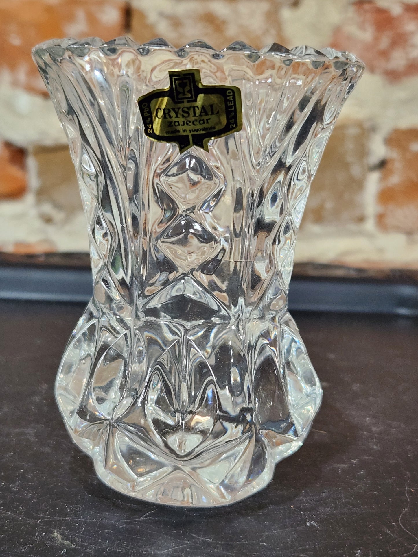 Vintage Mid Century Glass Crystal Yugoslavia Zajecar Vase or toothpick holder vas67