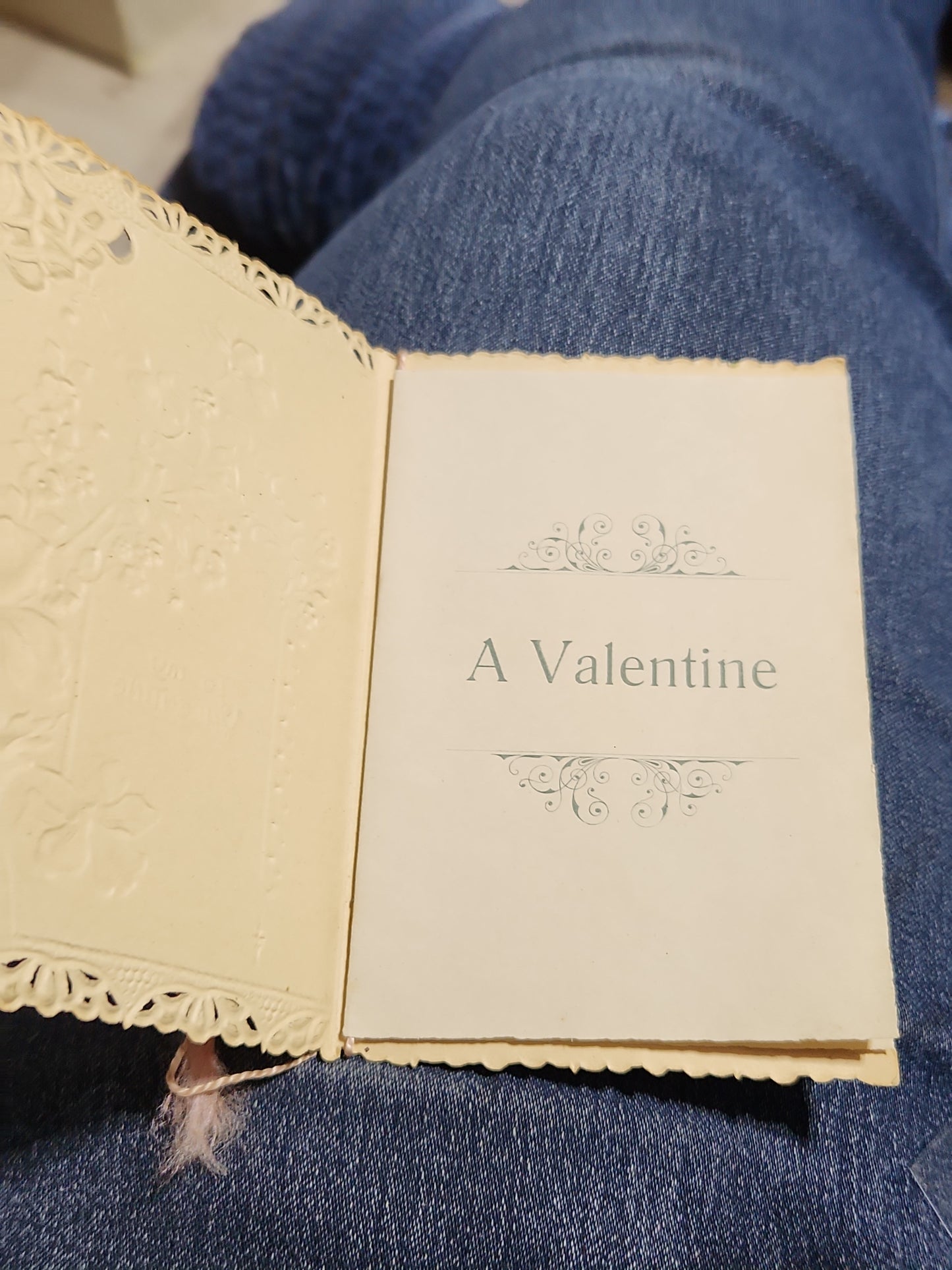 Antique Valentine Card Embossed, Mica, Flowers, To my Valentine