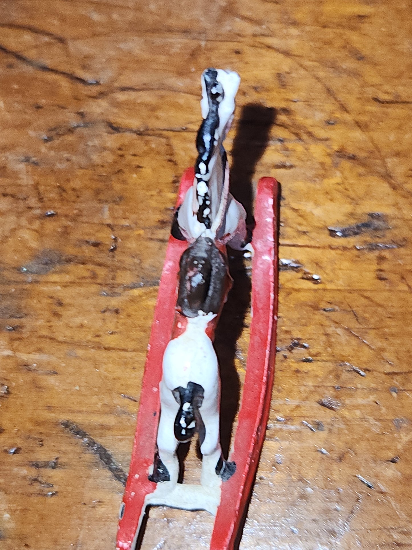 Vintage Cast Lead Tiny, White, Rocking Horse ornament or dollhouse min2
