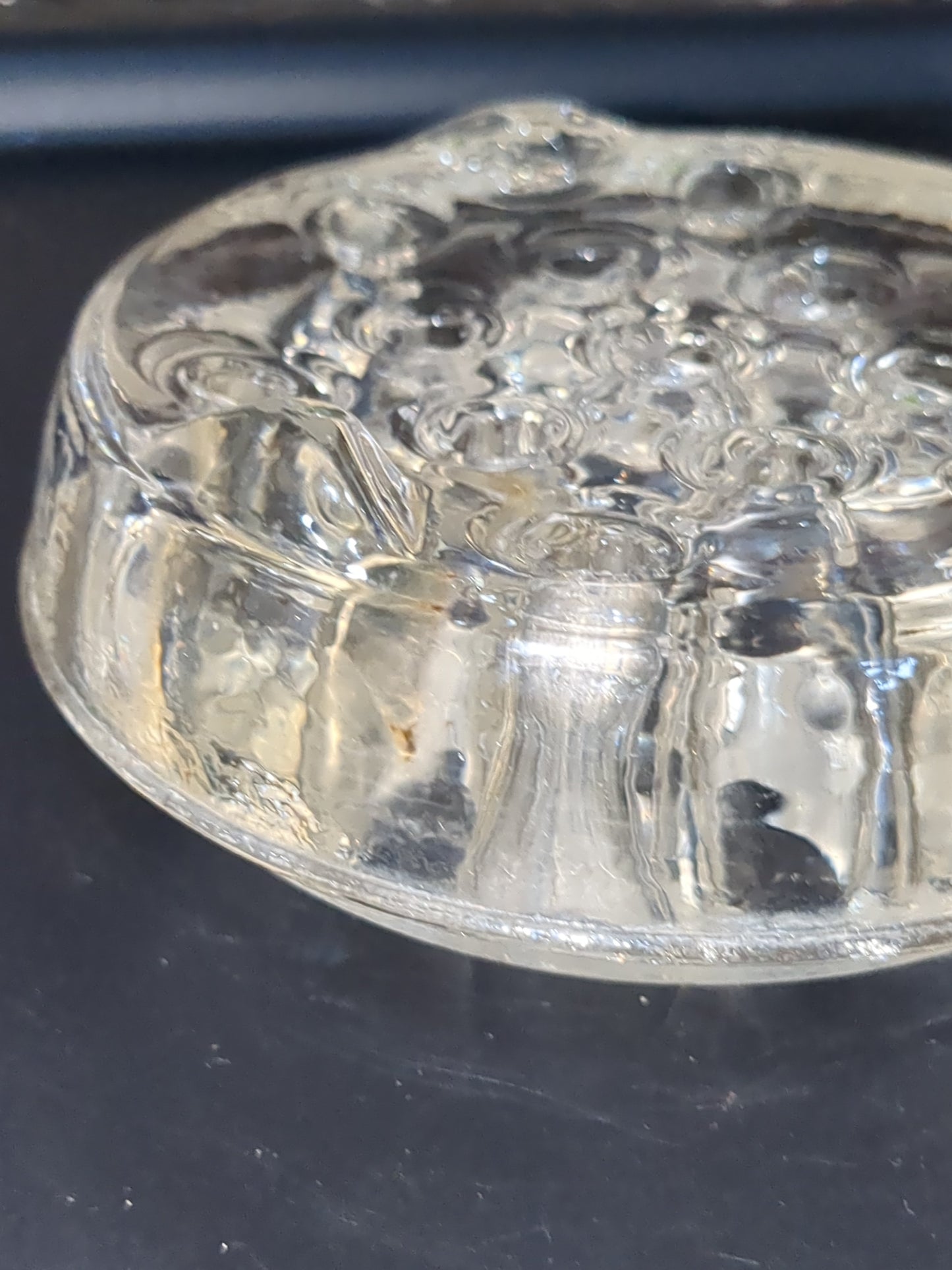 Vintage Clear Glass Flower Frog Planter 13 Holes 4"x1.25" g259