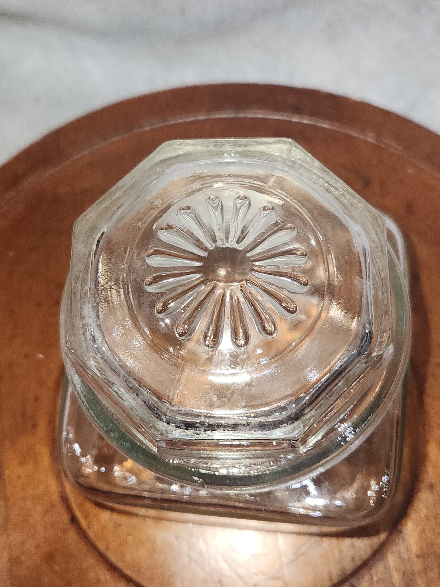 Vintage Clear Heavy Square Glass Canister Jar with Lid gl951