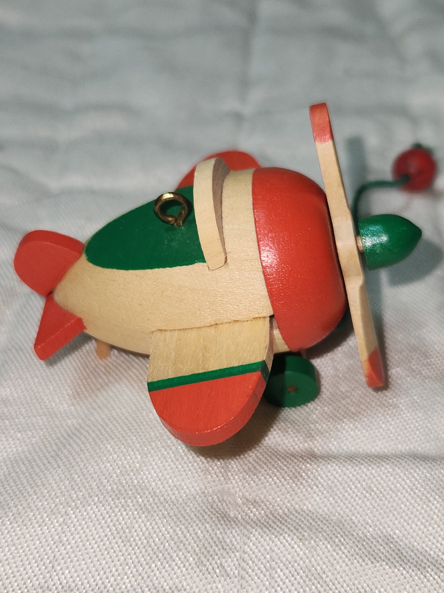 Vinyage Hallmark Ornament 1988 Wooden Airplane 5th in Nostalgic Childhood Ornaments Series