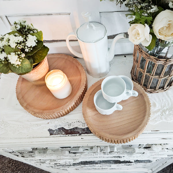Fluted Wooden Display Trays, Set of Two NOT AVAILABLE AT MINDEN LOCATION