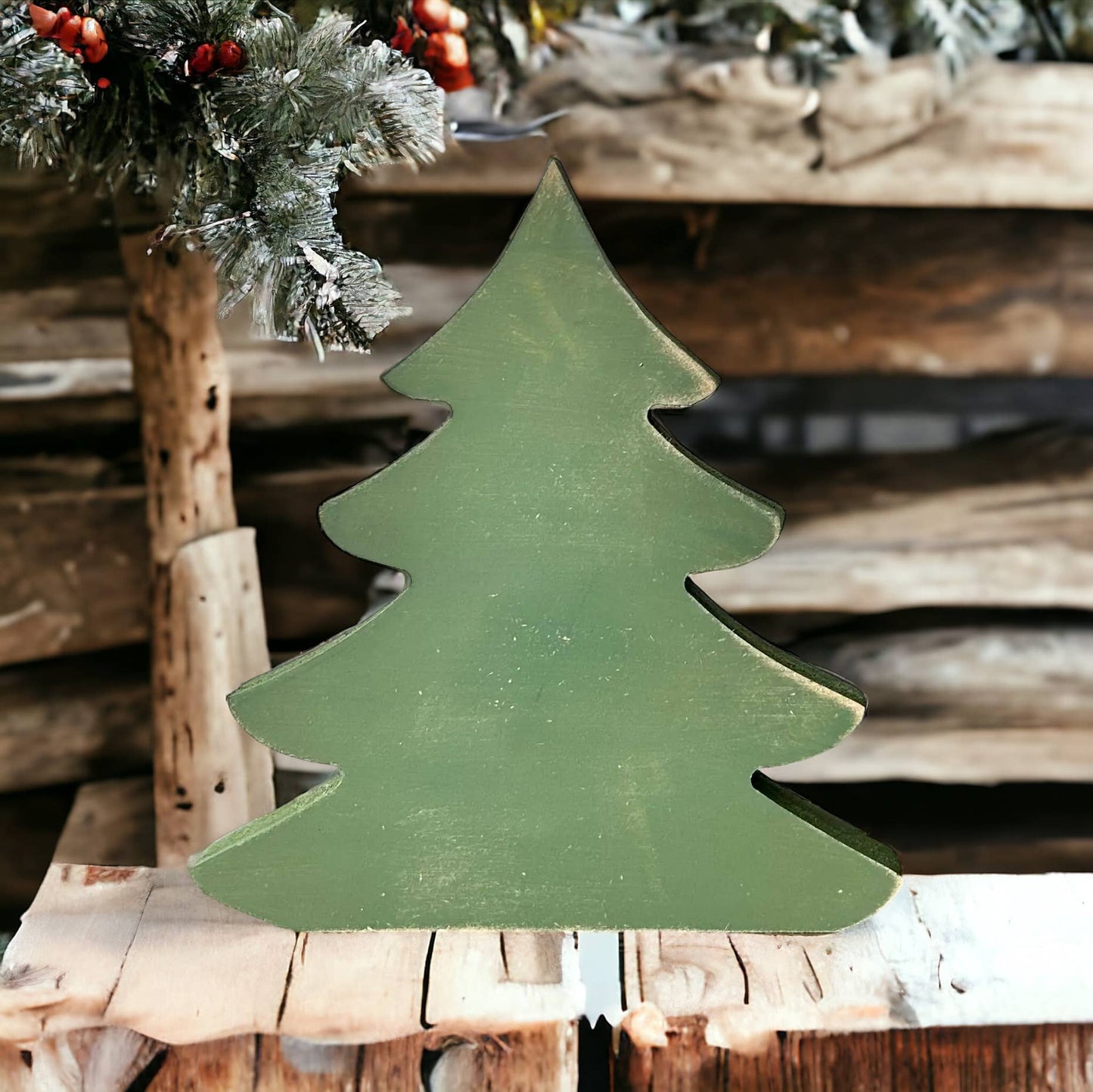 Primitive/Rustic Wood Christmas Tree - Original Style: UNFINISHED / Short