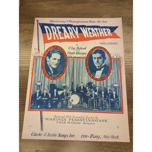 Dreary Weather: Univ of Penn. Fox Trot - 1924 sheet music - Fred & Tom Waring
