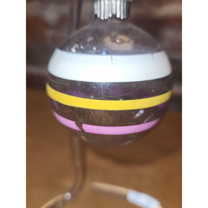 Vintage 2" Unsilvered Transparent Glass Ornament WWII Era 1940s Set of 3 with Stripes Clear and Blue Tint vo231