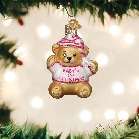 Baby Girl's First Teddy Bear Ornament  NOT AVAILABLE AT MINDEN LOCATION