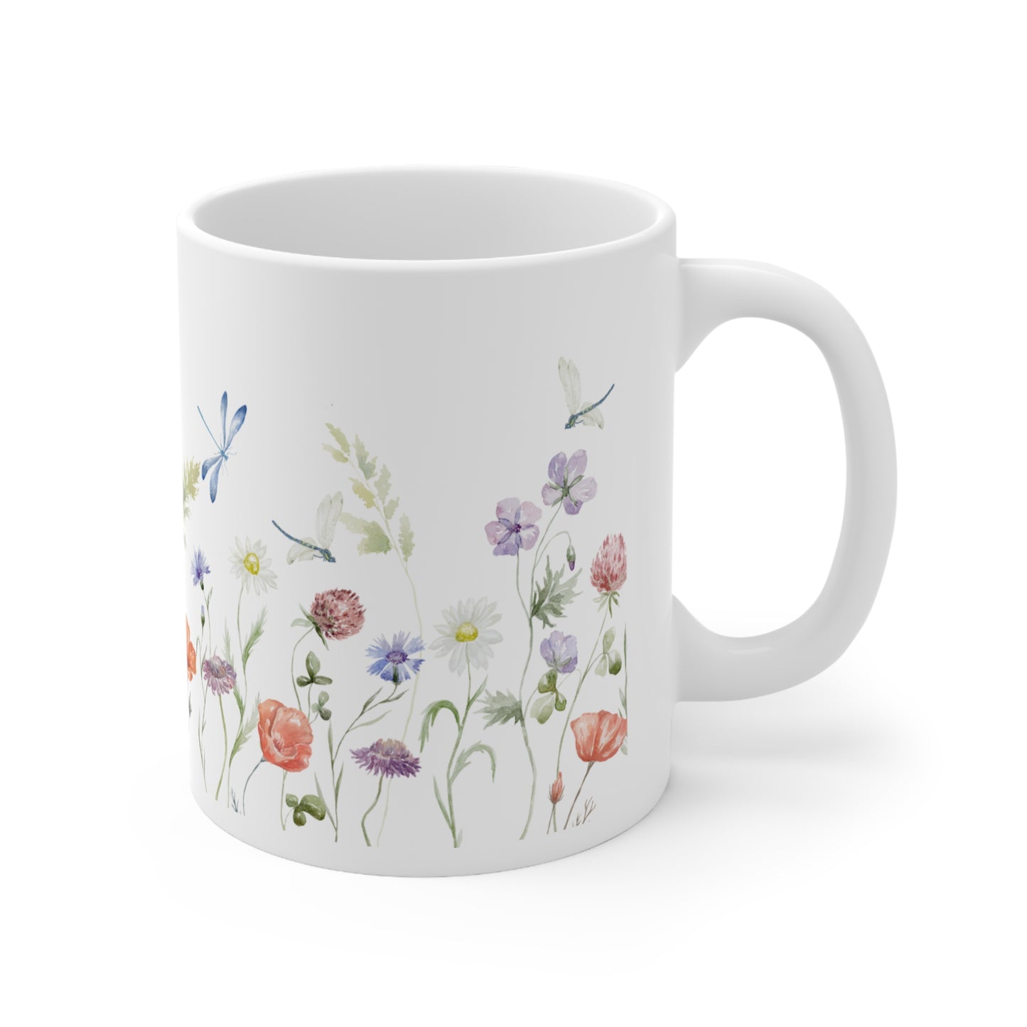 Flower & Dragonfly Ceramic Mug 11oz