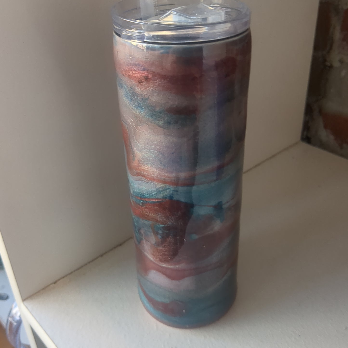 20 ounce insulated stainless steel alcohol ink, Tumbler blue, burgundy