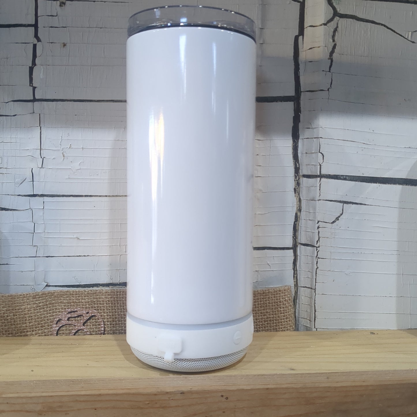 17oz speaker stainless steel tumbler and can cooler with white speaker for custom orders