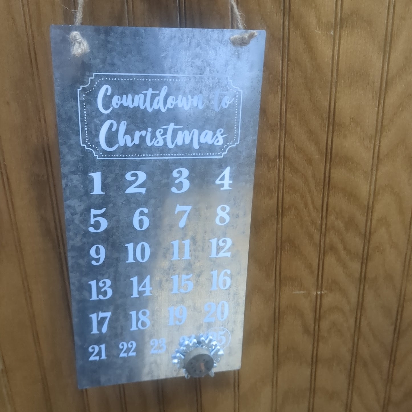 Christmas countdown galvanized metal sign