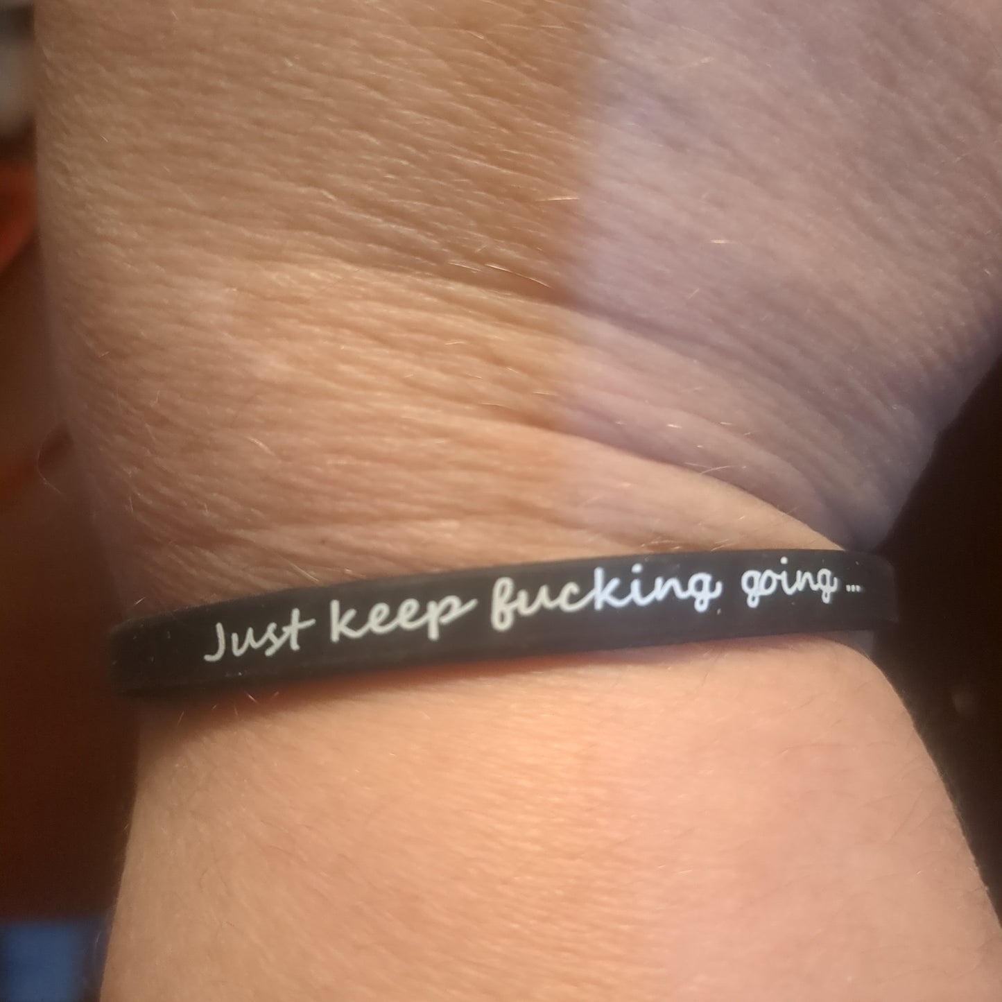 Caution x-rated black silicone bracelet for encouragement says just keep going