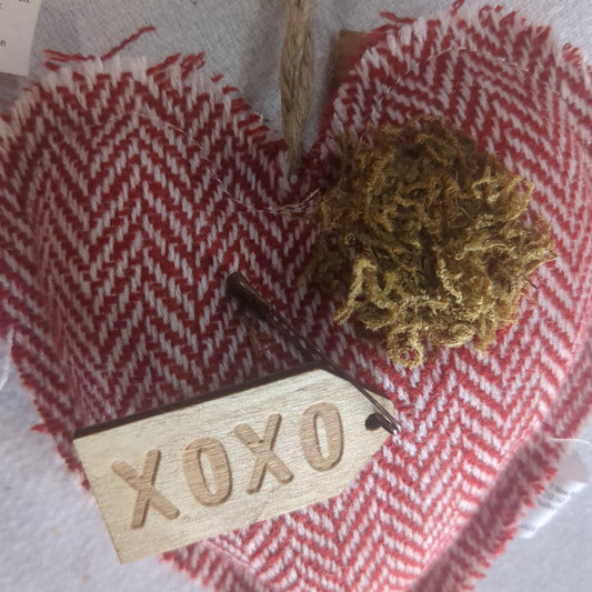 XOXO Mini Stripe Fringe Heart Ornament