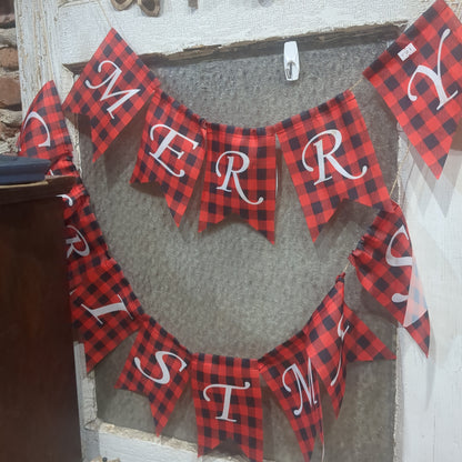 Merry Christmas Plaid Banner