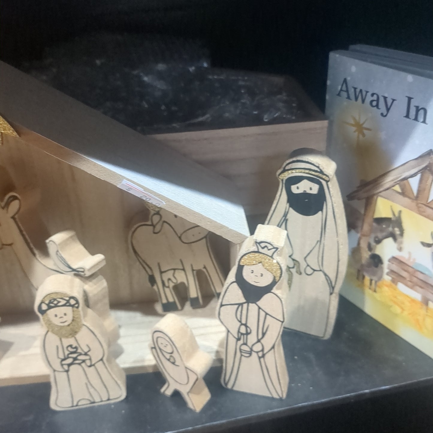 Wooden Nativity Set with book for kids