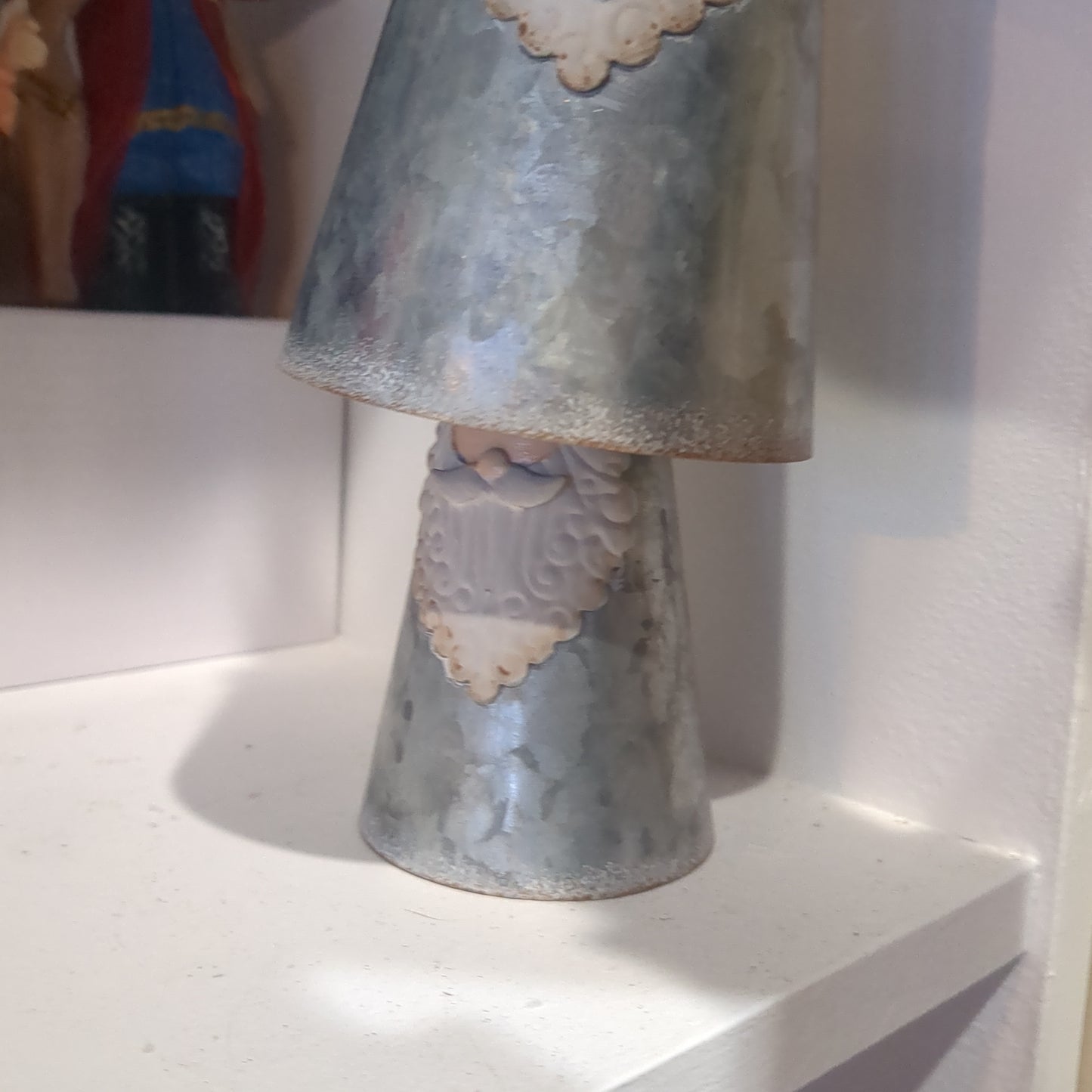 Set of 2 galvanized metal cone Santa table piece
