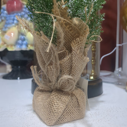 Snowy Mini Cedar Tree w/Burlap Base, 11.5"