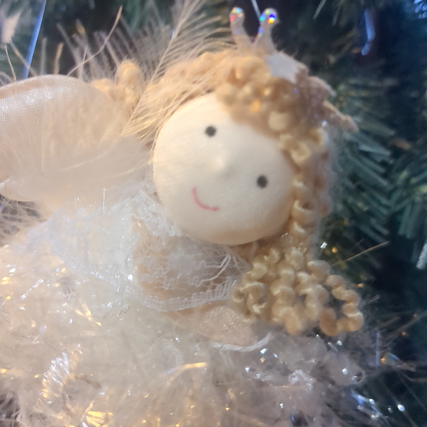 Soft Angel Ornament With Acrylic star And Fuzzy Dress