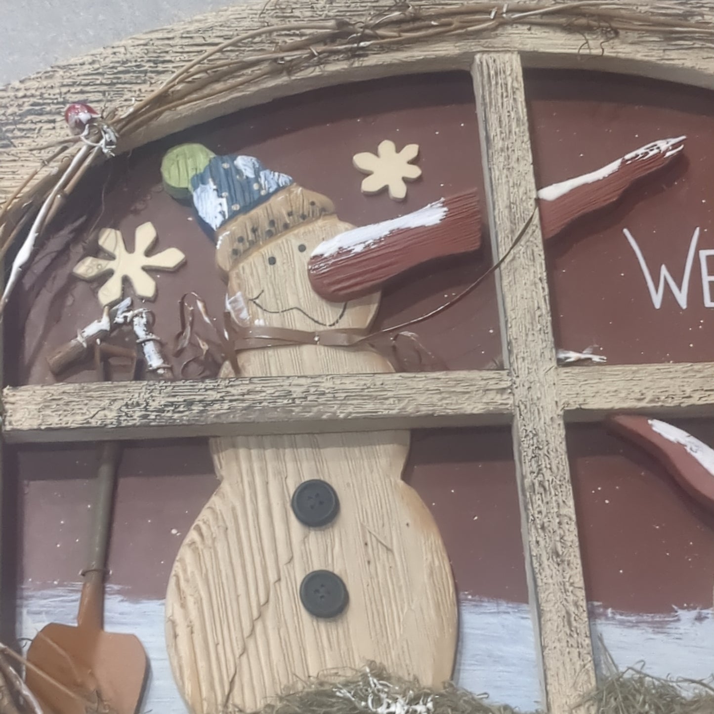Snowman wooden, layered wall hanging