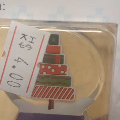 Pocket charm snow globe appearance with tree inside. friends are the true gifts of Christmas.