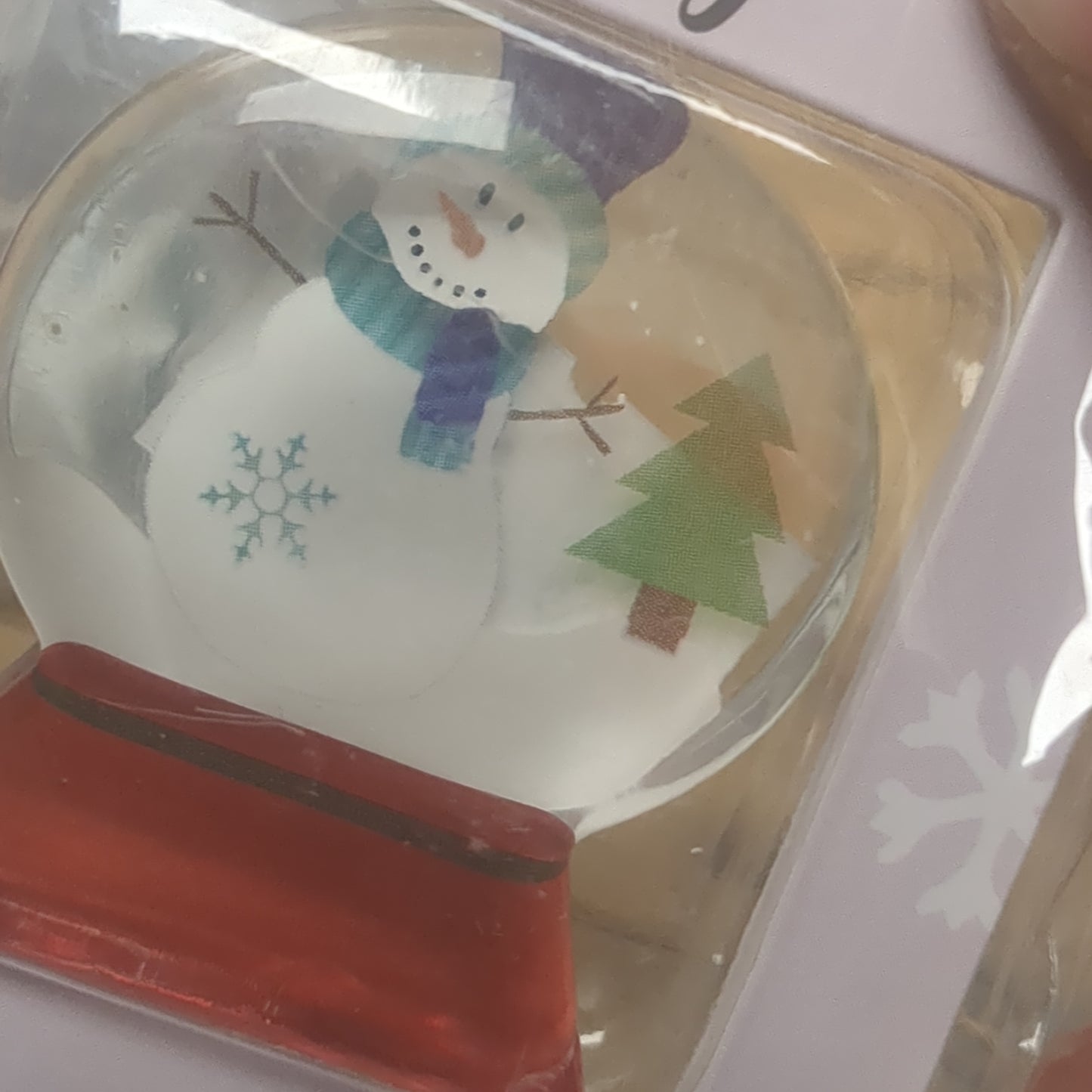 Pocket charm snow globe appearance with snowman inside. friends Make Christmas Merry