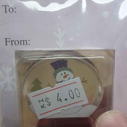 Pocket charm snow globe appearance with snowman inside. friends Make Christmas Merry