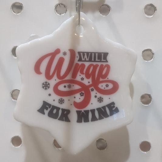 Ceramic wine ornament will wrap for wine