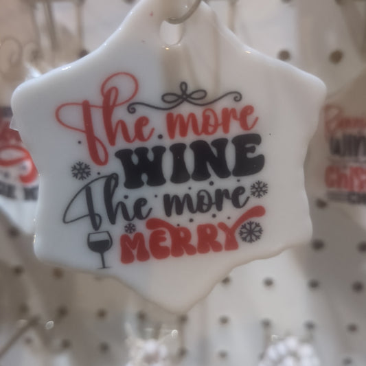 Ceramic wine ornament. The more wine the more merry