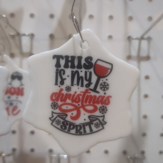 Ceramic wine ornament. This is my Christmas spirit