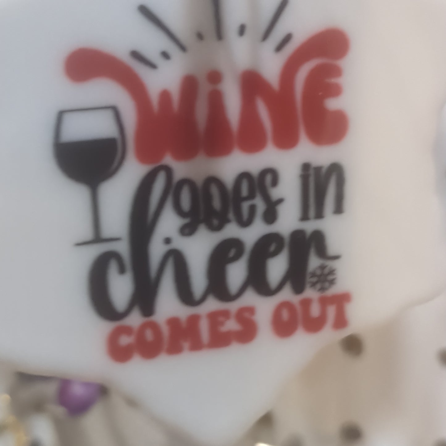Ceramic wine ornament. Wine goes in cheer comes out