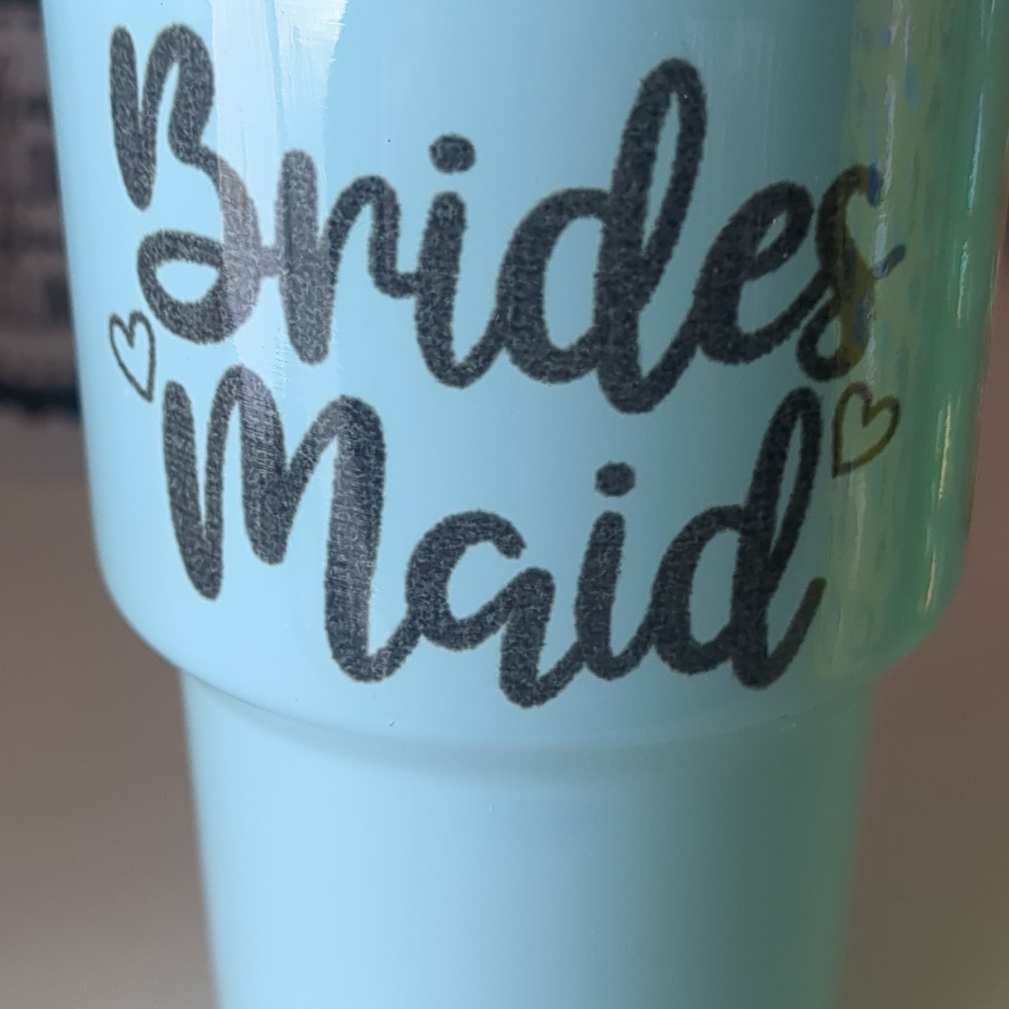 Shot glass / mini Tumbler light blue says bridesmaid